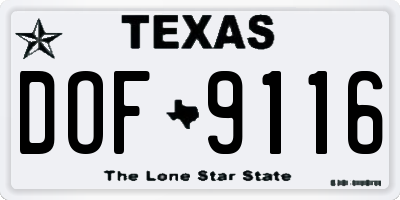 TX license plate DOF9116