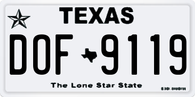 TX license plate DOF9119