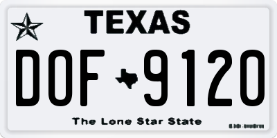 TX license plate DOF9120
