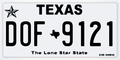 TX license plate DOF9121