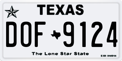 TX license plate DOF9124