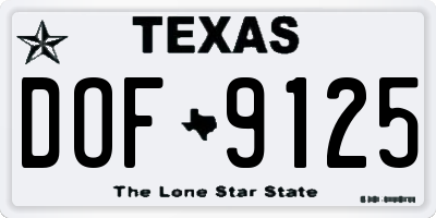 TX license plate DOF9125
