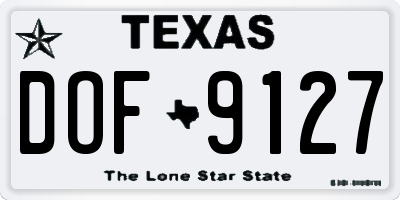 TX license plate DOF9127