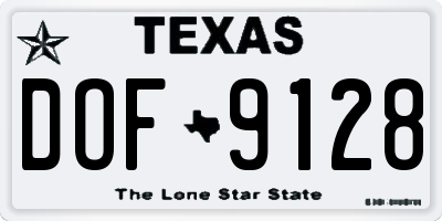 TX license plate DOF9128
