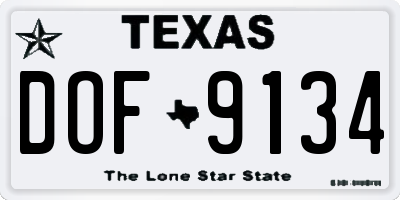 TX license plate DOF9134