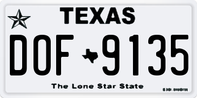 TX license plate DOF9135