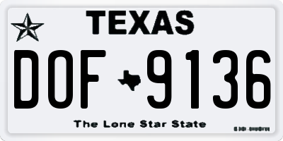 TX license plate DOF9136