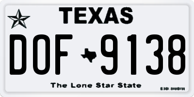 TX license plate DOF9138