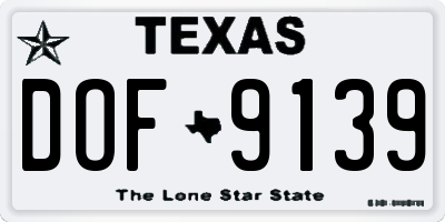 TX license plate DOF9139