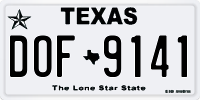 TX license plate DOF9141