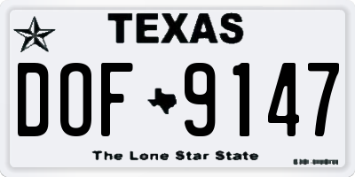 TX license plate DOF9147