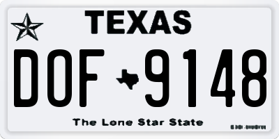 TX license plate DOF9148