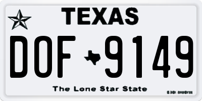 TX license plate DOF9149