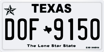 TX license plate DOF9150