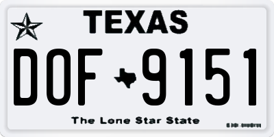 TX license plate DOF9151