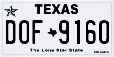 TX license plate DOF9160