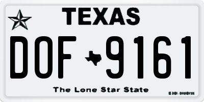 TX license plate DOF9161