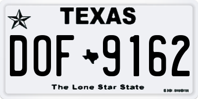 TX license plate DOF9162