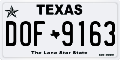 TX license plate DOF9163