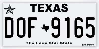 TX license plate DOF9165
