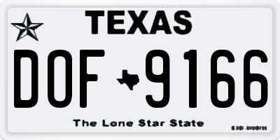 TX license plate DOF9166
