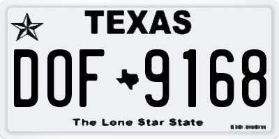 TX license plate DOF9168