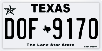 TX license plate DOF9170