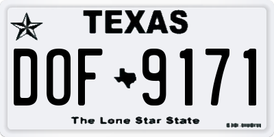 TX license plate DOF9171