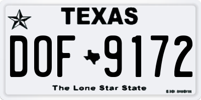 TX license plate DOF9172