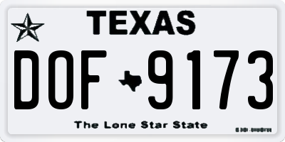 TX license plate DOF9173
