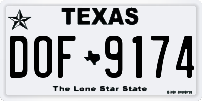 TX license plate DOF9174