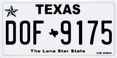 TX license plate DOF9175