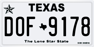 TX license plate DOF9178