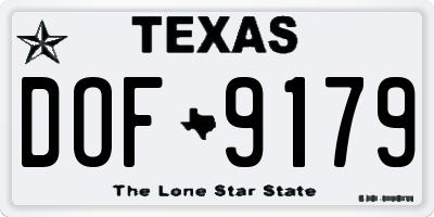 TX license plate DOF9179