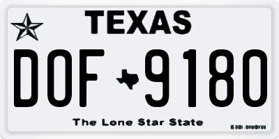 TX license plate DOF9180