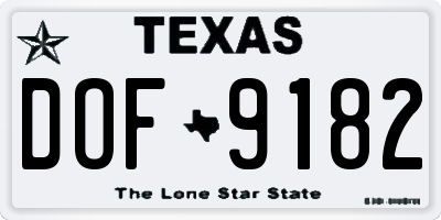 TX license plate DOF9182