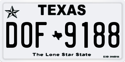 TX license plate DOF9188