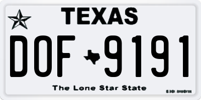 TX license plate DOF9191