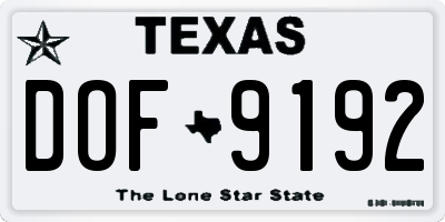 TX license plate DOF9192