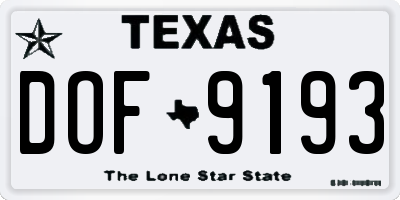 TX license plate DOF9193