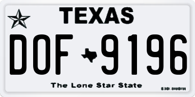 TX license plate DOF9196