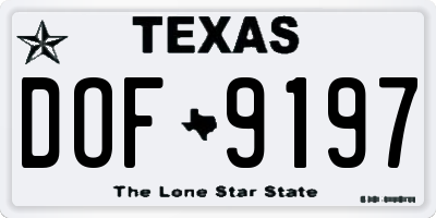 TX license plate DOF9197