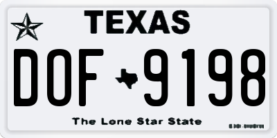 TX license plate DOF9198