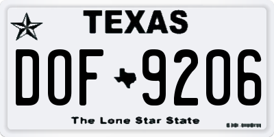 TX license plate DOF9206