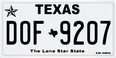 TX license plate DOF9207