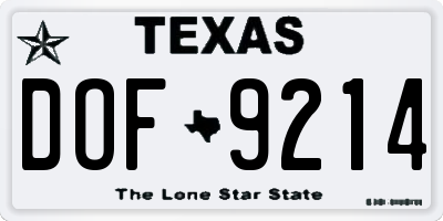 TX license plate DOF9214
