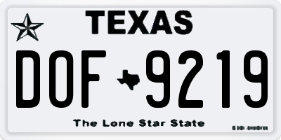 TX license plate DOF9219