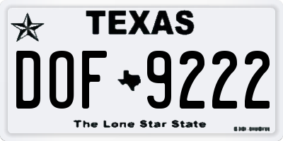 TX license plate DOF9222