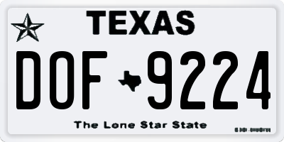 TX license plate DOF9224