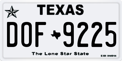 TX license plate DOF9225
